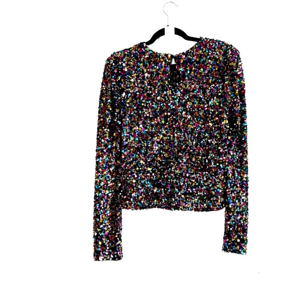 Endless Rose Blouse Sequin Long Sleeve Party - Picture 6 of 12